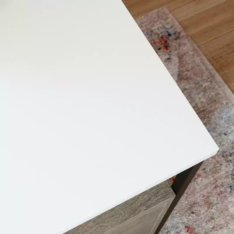 GDFStudio Rowan, bureau d'angle de 150 cm en bois et métal, avec tiroir de classement