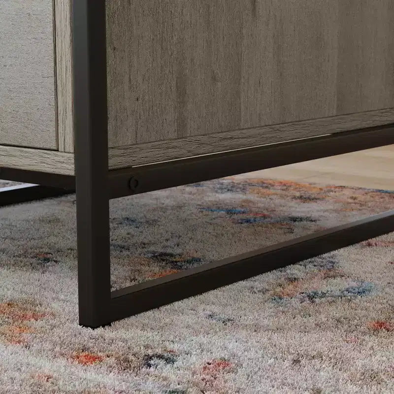 GDFStudio Rowan, bureau d'angle de 150 cm en bois et métal, avec tiroir de classement