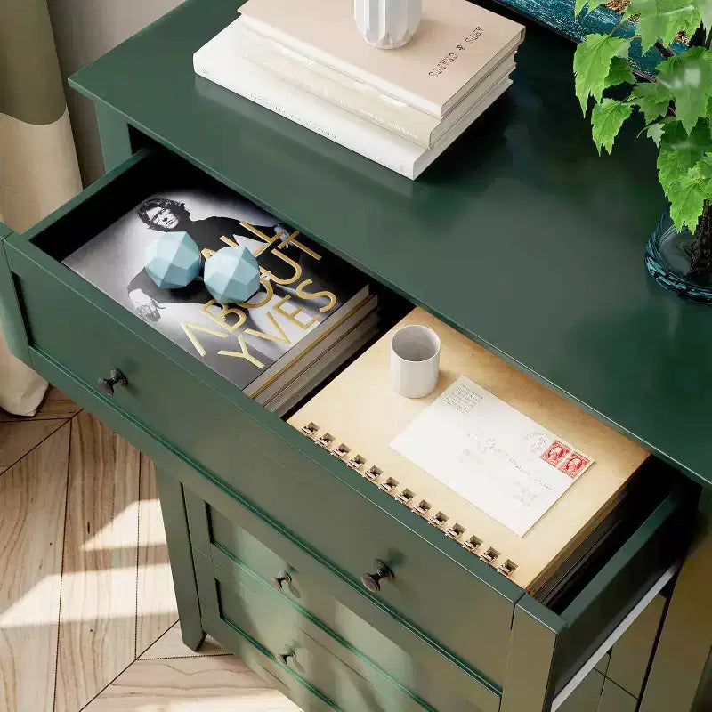 Acekool Commode en bois à 5 tiroirs, armoire moderne minimaliste avec poignées métalliques pour chambre à coucher, salon, couloir