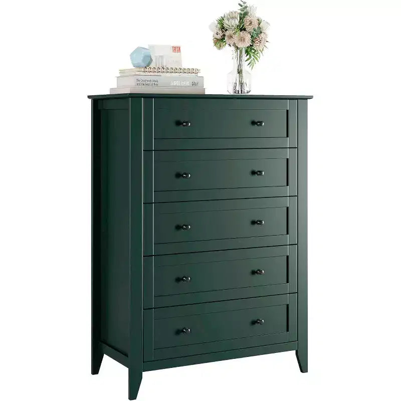 Acekool Commode en bois à 5 tiroirs, armoire moderne minimaliste avec poignées métalliques pour chambre à coucher, salon, couloir