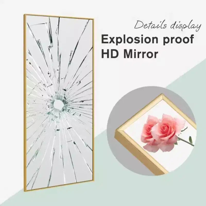 MAYEERTY Miroir mural rectangulaire doré de 86 x 180 cm en alliage d'aluminium à bords fins, sans support, pour salon et chambre à coucher