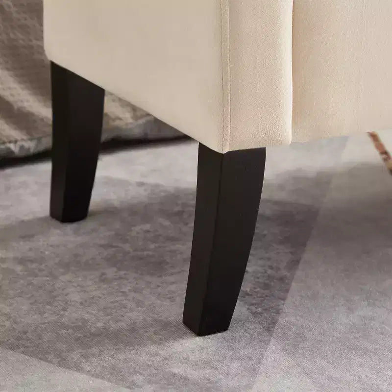 Banc de rangement ottoman rembourré de 130 cm avec accoudoirs, banc de lit capitonné, banc d'entrée avec rangement, banc de lit en velours, beige