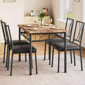 Farmhouse Wooden Dining Table Set for 4, Rectangular Kitchen Table with 4 Chairs, 5 Piece Small Table and Chairs Set