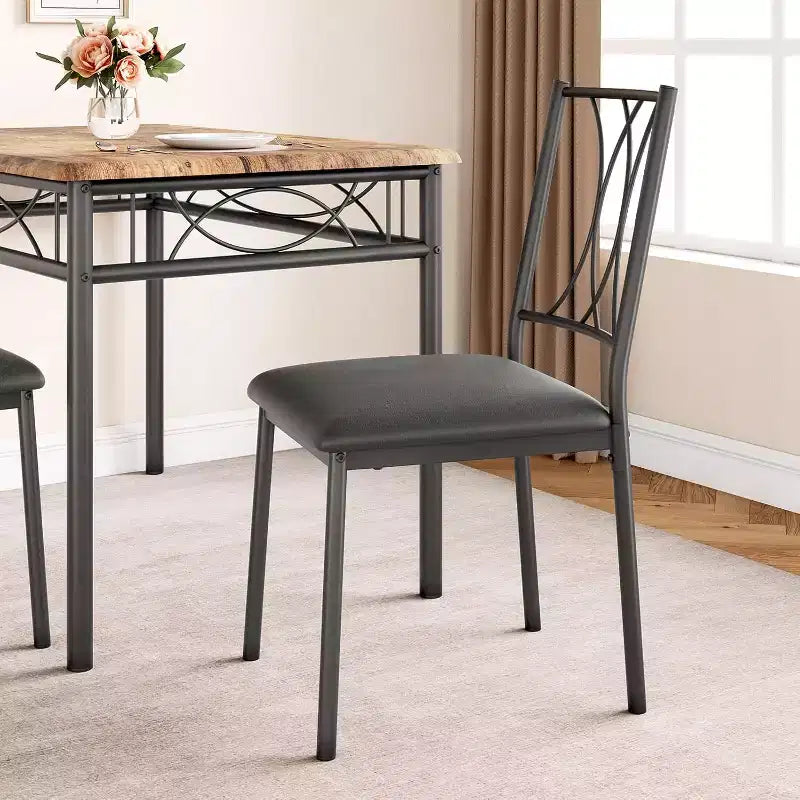 Ensemble de salle à manger en bois de ferme pour 4 personnes, table de cuisine rectangulaire avec 4 chaises, ensemble de 5 pièces petite table et chaises