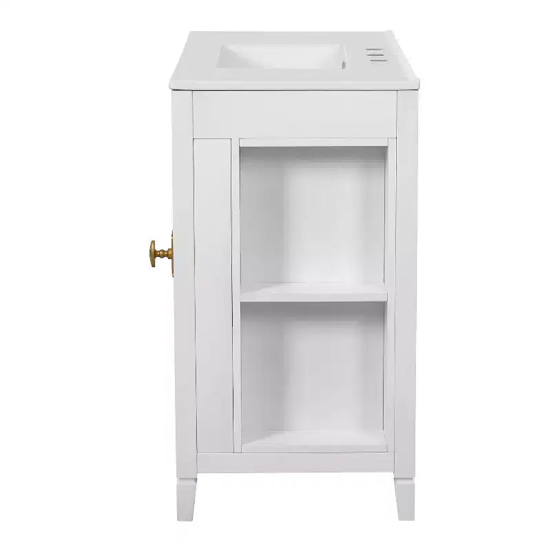 Meuble-lavabo de salle de bain 36 po avec rangement, armoire de plancher de salle de bain en bois avec tiroirs et portes à fermeture amortie,