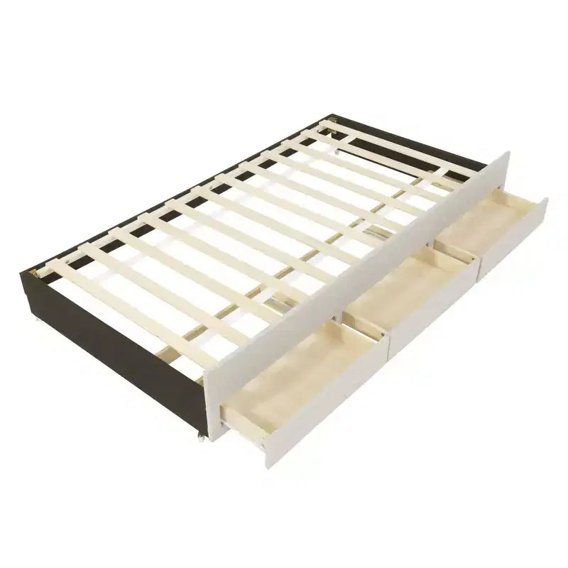 Lit plateforme capitonné en lin Luxystar avec lit gigogne et 3 tiroirs pour salon