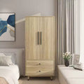 Oak 2 Doors 2 Drawers Wooden Armoire