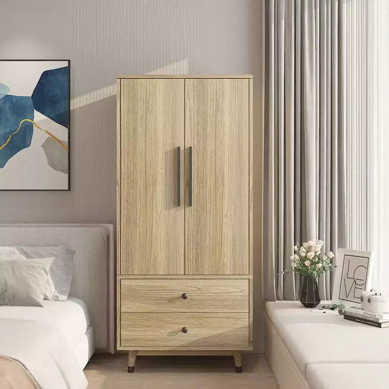 Oak 2 Doors 2 Drawers Wooden Armoire