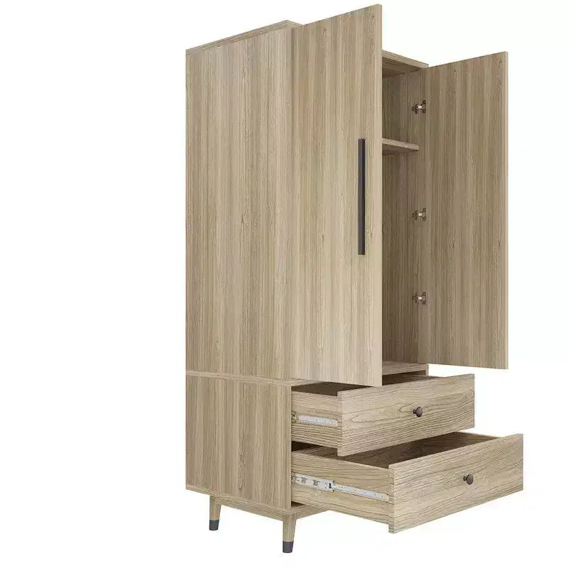 Armoire en bois 2 portes 2 tiroirs Chêne