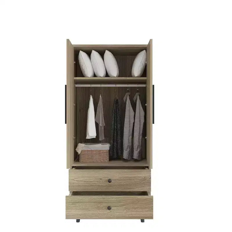 Armoire en bois 2 portes 2 tiroirs Chêne