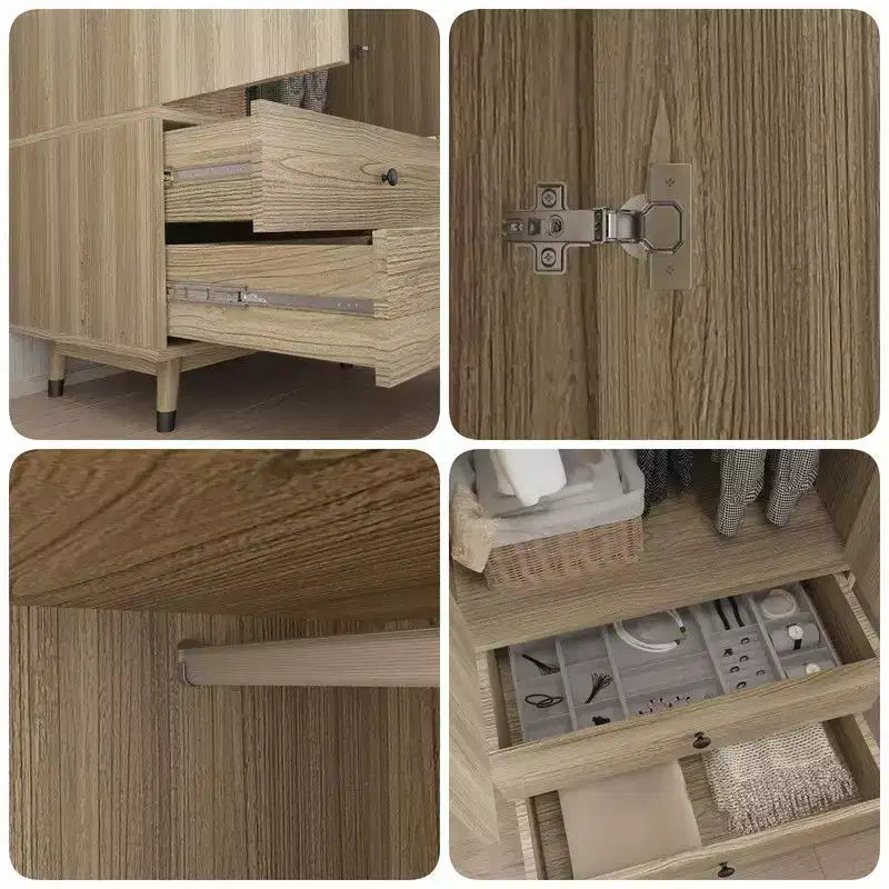 Armoire en bois 2 portes 2 tiroirs Chêne