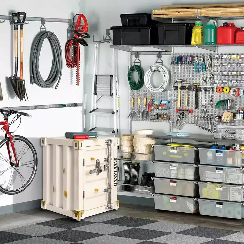 Table d'appoint de rangement/bout de canapé style industriel en container maritime