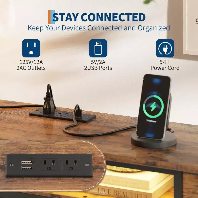 Meuble TV long Acekool à 13 tiroirs avec prise de courant, grand meuble de rangement pour chambre, salon, entrée