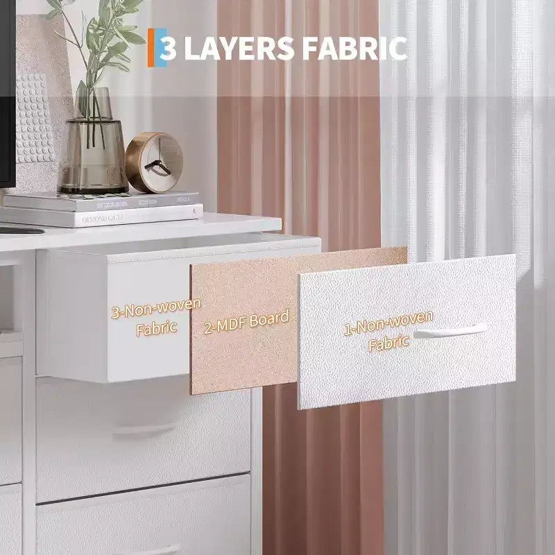Meuble TV long Acekool à 13 tiroirs avec prise de courant, grand meuble de rangement pour chambre, salon, entrée