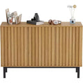 Sideboard Buffet Cabinet with Fluted Doors, Modern Wood Storage Cabinet with Adjustable Shelf, Freestanding Coffee Bar for Dining Room, Living Room