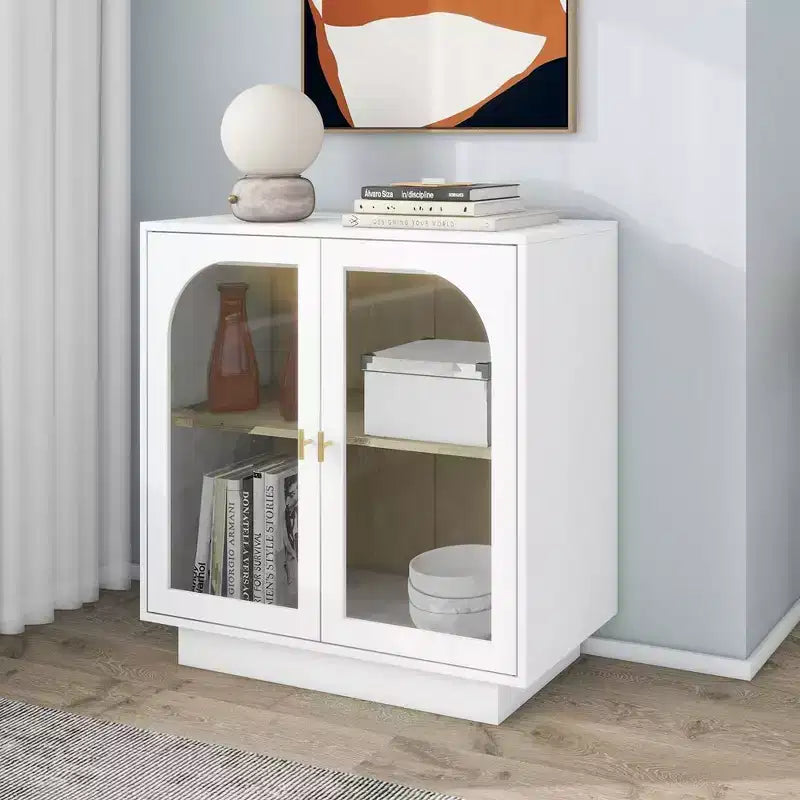 Meuble de rangement autoportant moderne avec porte en acrylique transparent, unité de rangement multifonctionnelle avec étagère réglable