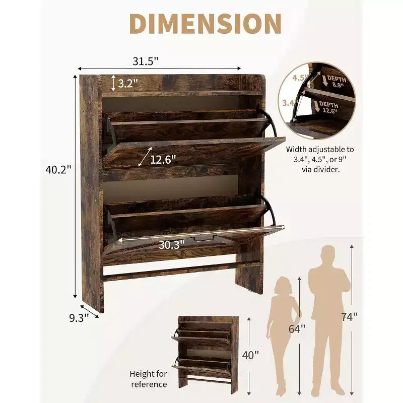 Meuble à chaussures étroit Acekool pour entrée, avec 2 tiroirs basculants, meuble de rangement pour chaussures dissimulé