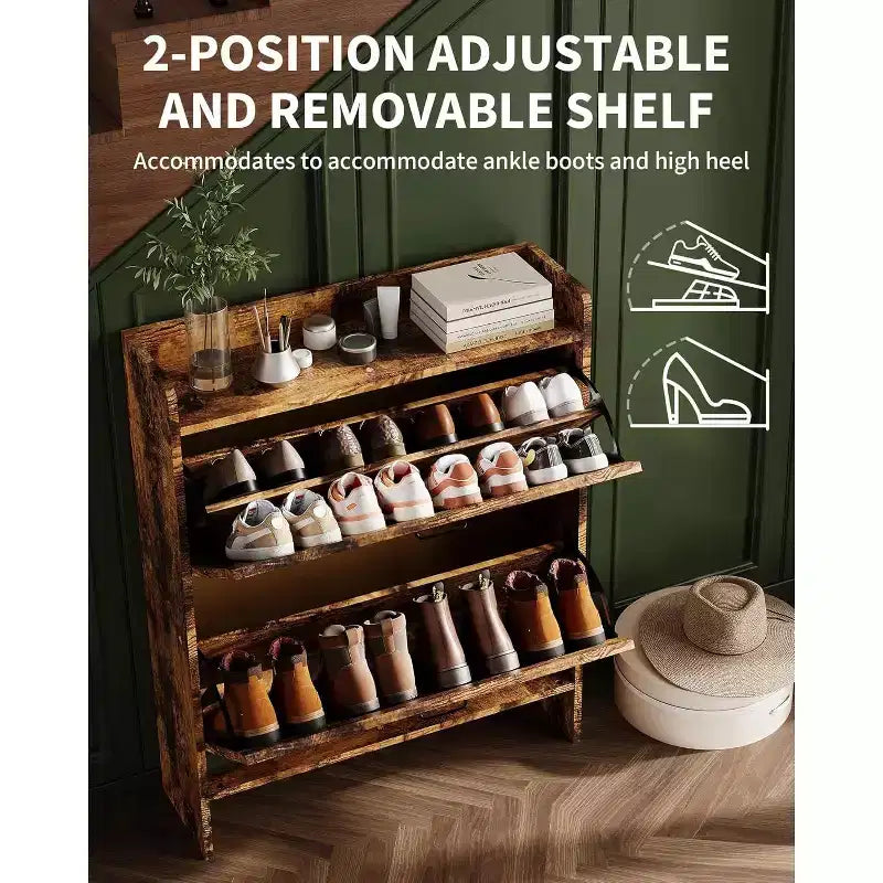 Meuble à chaussures étroit Acekool pour entrée, avec 2 tiroirs basculants, meuble de rangement pour chaussures dissimulé