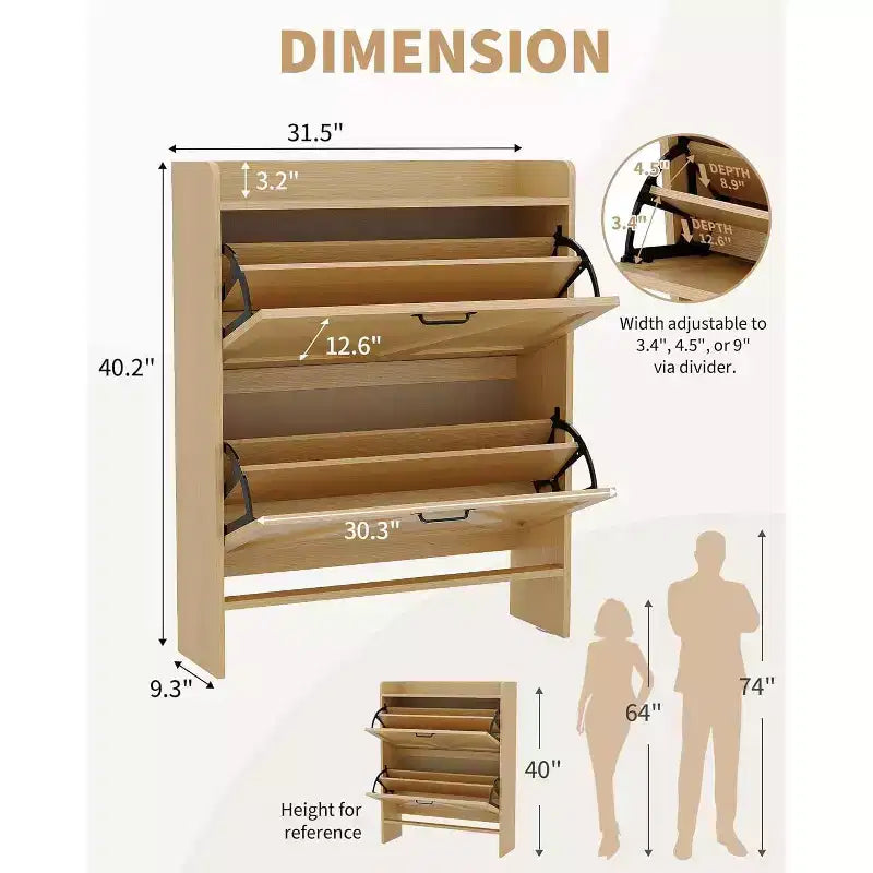 Meuble à chaussures étroit Acekool pour entrée, avec 2 tiroirs basculants, meuble de rangement pour chaussures dissimulé