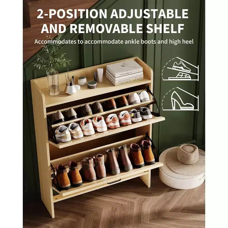Meuble à chaussures étroit Acekool pour entrée, avec 2 tiroirs basculants, meuble de rangement pour chaussures dissimulé
