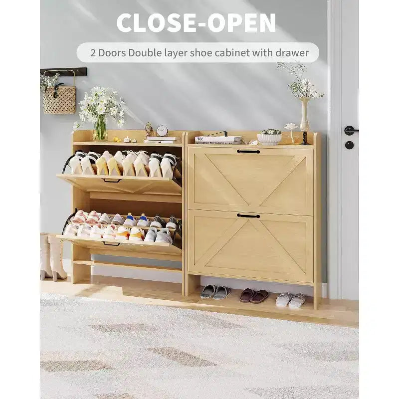Meuble à chaussures étroit Acekool pour entrée, avec 2 tiroirs basculants, meuble de rangement pour chaussures dissimulé