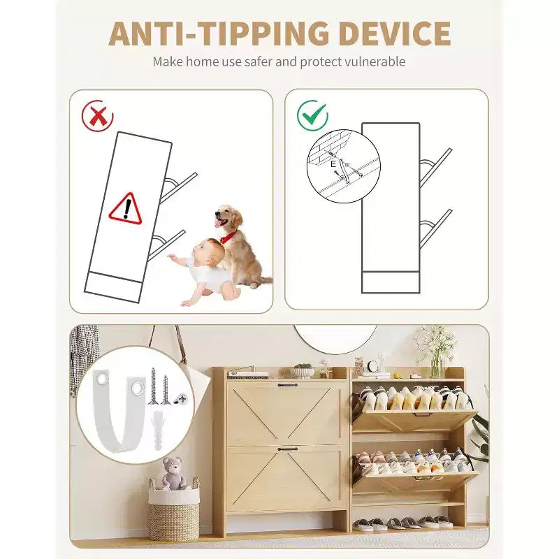 Meuble à chaussures étroit Acekool pour entrée, avec 2 tiroirs basculants, meuble de rangement pour chaussures dissimulé