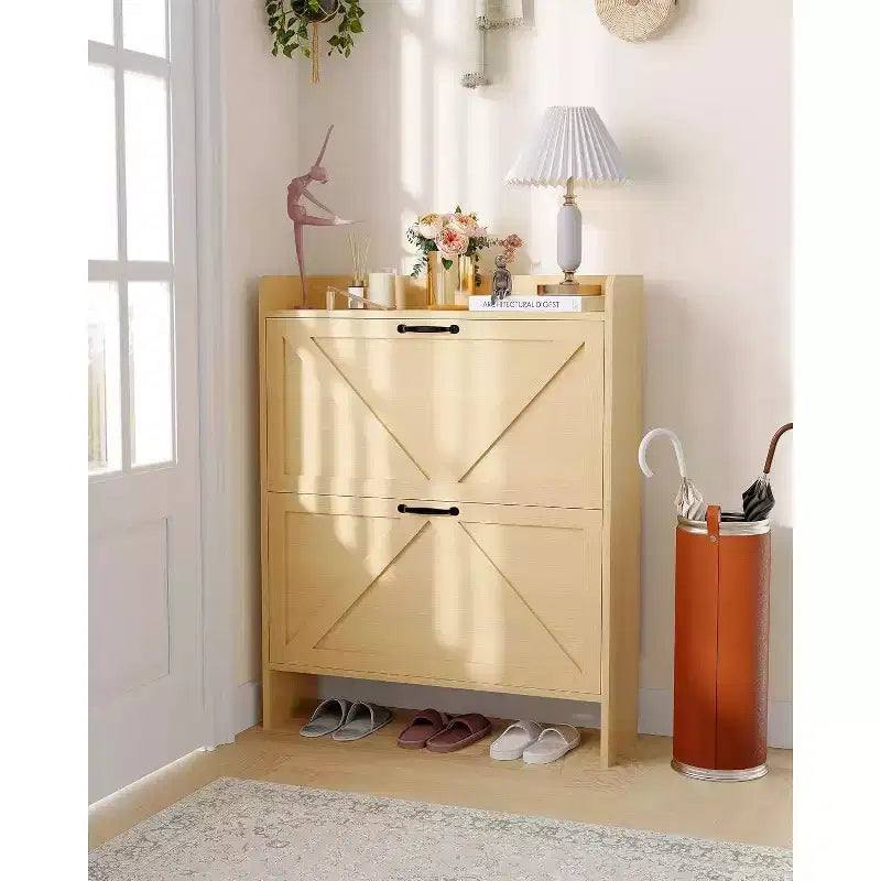 Meuble à chaussures étroit Acekool pour entrée, avec 2 tiroirs basculants, meuble de rangement pour chaussures dissimulé