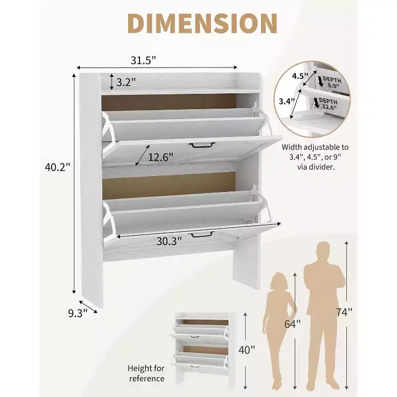 Meuble à chaussures étroit Acekool pour entrée, avec 2 tiroirs basculants, meuble de rangement pour chaussures dissimulé