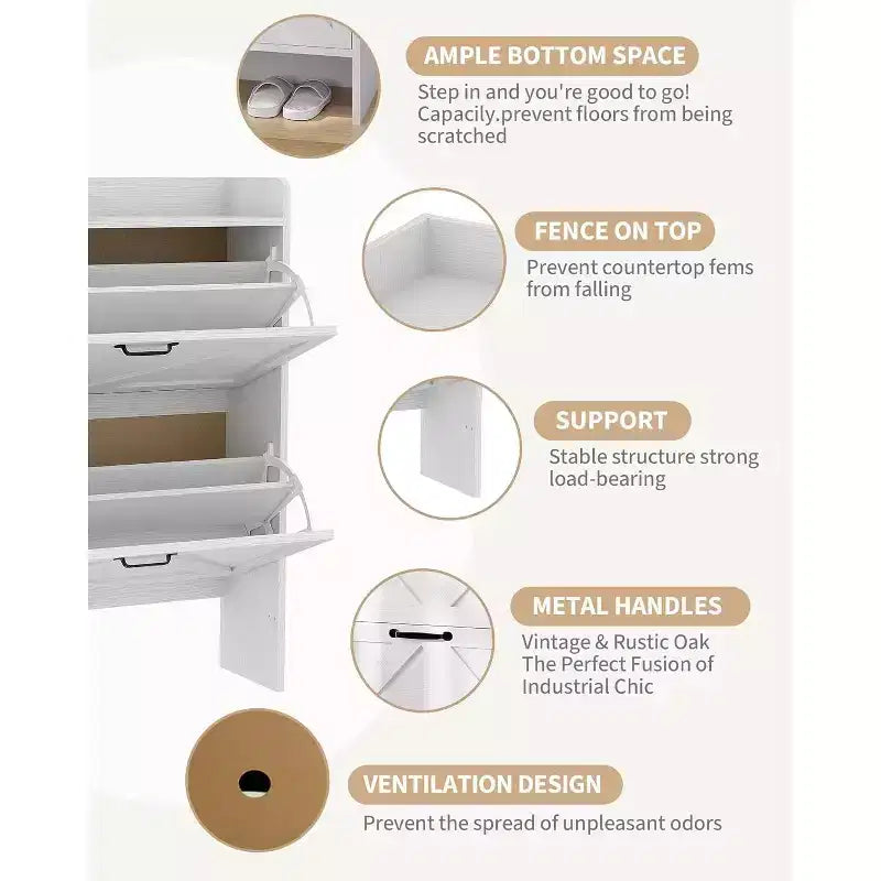 Meuble à chaussures étroit Acekool pour entrée, avec 2 tiroirs basculants, meuble de rangement pour chaussures dissimulé