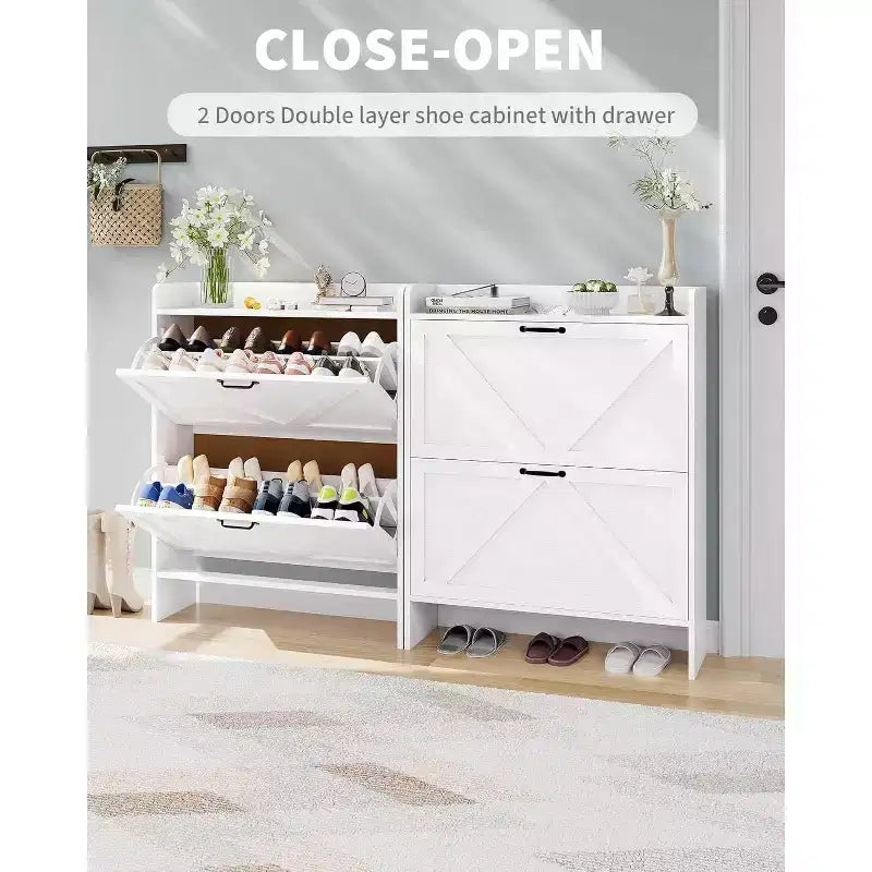 Meuble à chaussures étroit Acekool pour entrée, avec 2 tiroirs basculants, meuble de rangement pour chaussures dissimulé