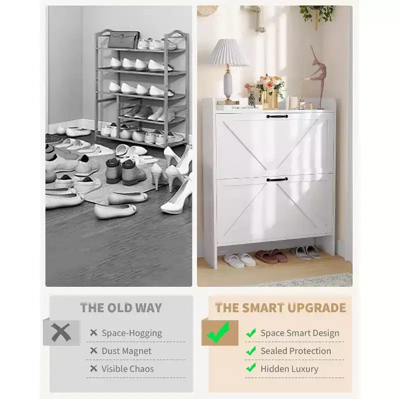 Meuble à chaussures étroit Acekool pour entrée, avec 2 tiroirs basculants, meuble de rangement pour chaussures dissimulé