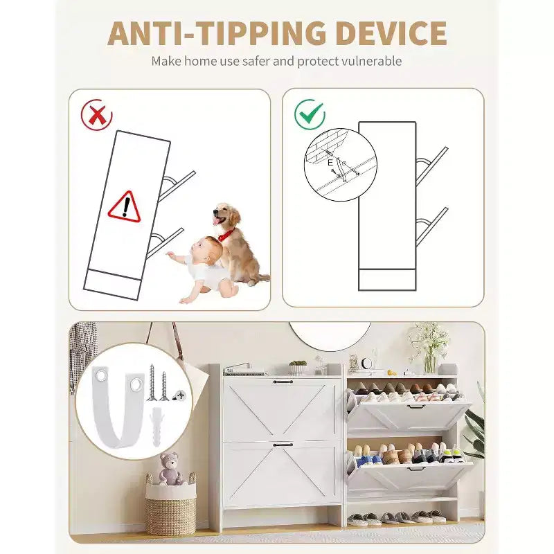 Meuble à chaussures étroit Acekool pour entrée, avec 2 tiroirs basculants, meuble de rangement pour chaussures dissimulé