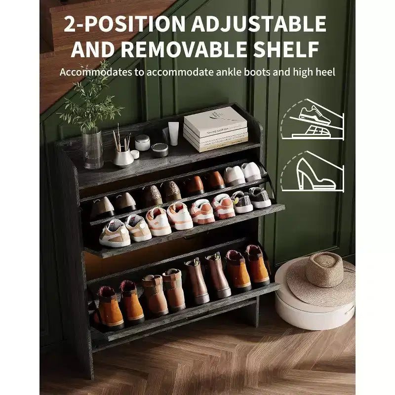 Meuble à chaussures étroit Acekool pour entrée, avec 2 tiroirs basculants, meuble de rangement pour chaussures dissimulé