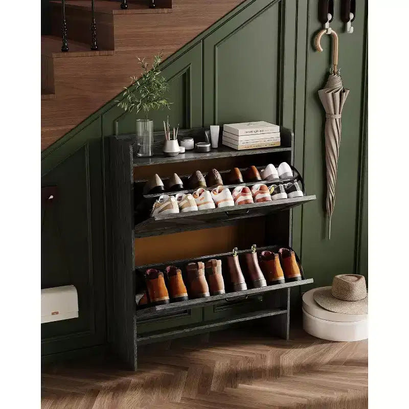 Meuble à chaussures étroit Acekool pour entrée, avec 2 tiroirs basculants, meuble de rangement pour chaussures dissimulé