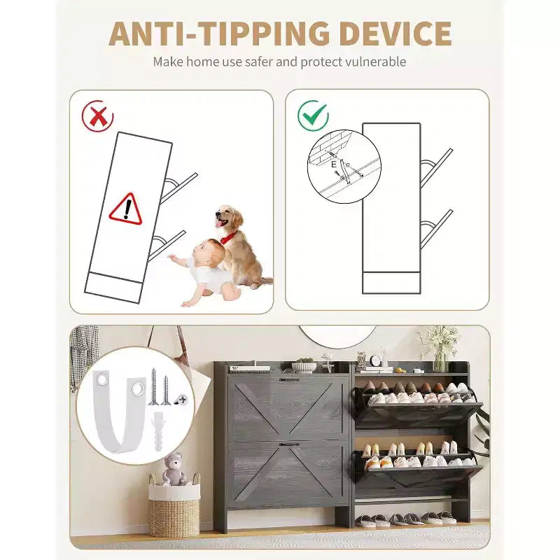 Meuble à chaussures étroit Acekool pour entrée, avec 2 tiroirs basculants, meuble de rangement pour chaussures dissimulé