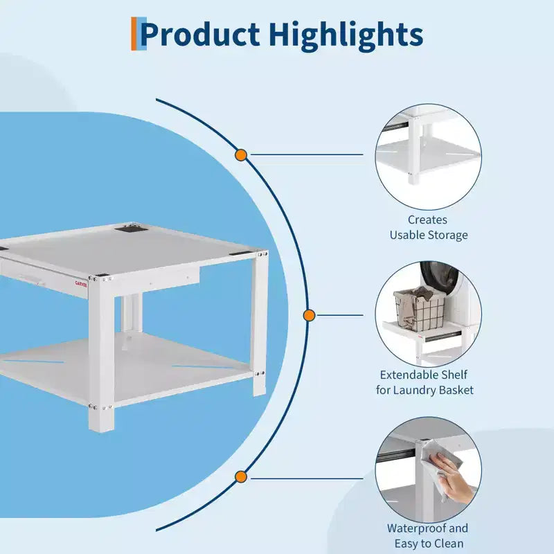 Pieds de lave-linge et sèche-linge avec étagère à panier, pied de buanderie de 50 cm de haut avec patins anti-vibrations réglables