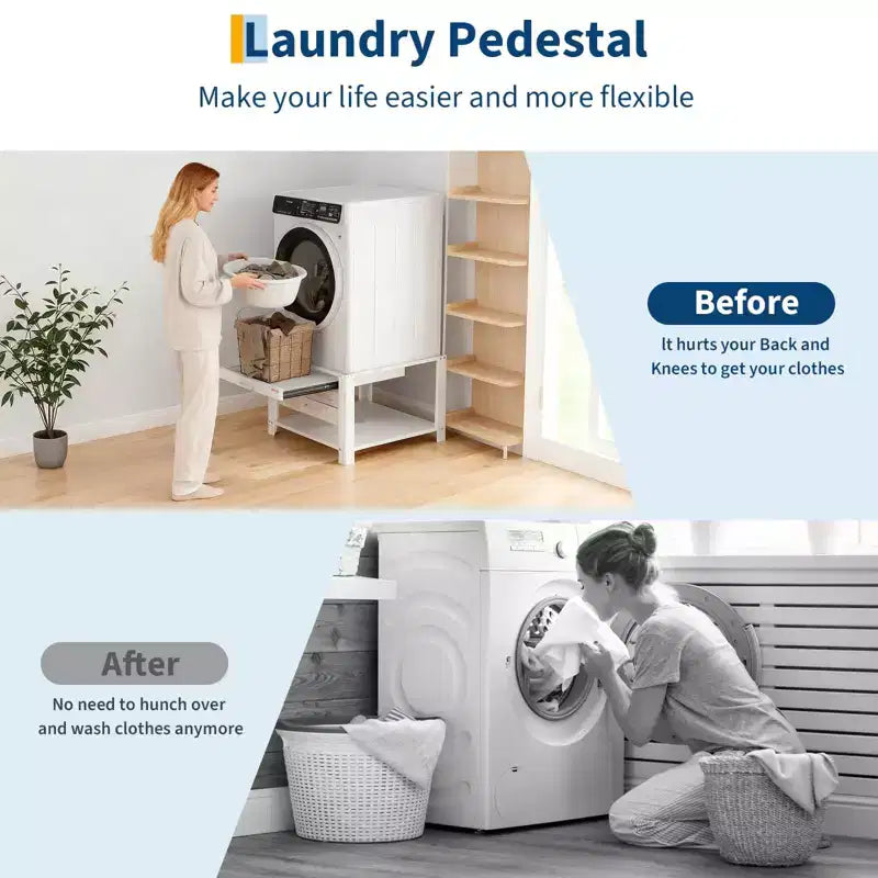 Pieds de lave-linge et sèche-linge avec étagère à panier, pied de buanderie de 50 cm de haut avec patins anti-vibrations réglables