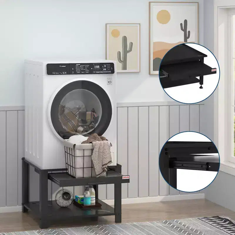 Pieds de lave-linge et sèche-linge avec étagère à panier, pied de buanderie de 50 cm de haut avec patins anti-vibrations réglables