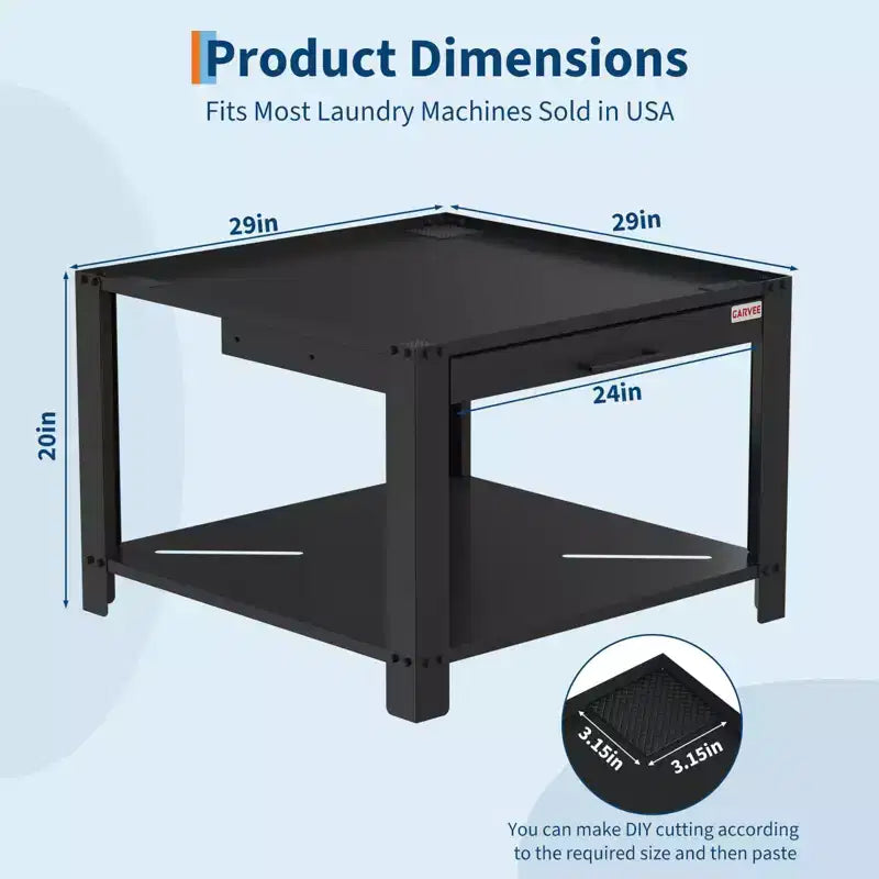 Pieds de lave-linge et sèche-linge avec étagère à panier, pied de buanderie de 50 cm de haut avec patins anti-vibrations réglables