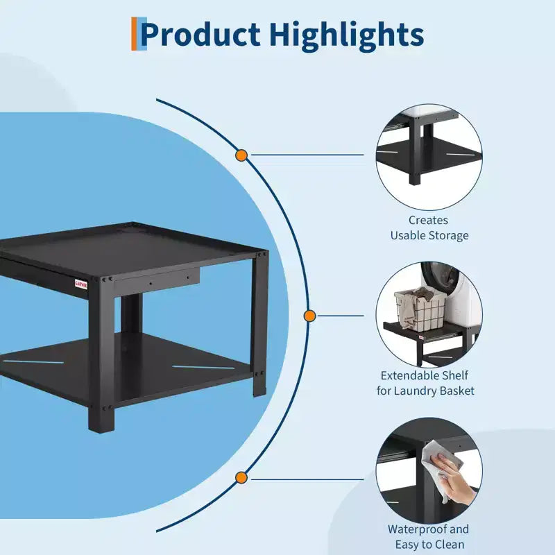 Pieds de lave-linge et sèche-linge avec étagère à panier, pied de buanderie de 50 cm de haut avec patins anti-vibrations réglables