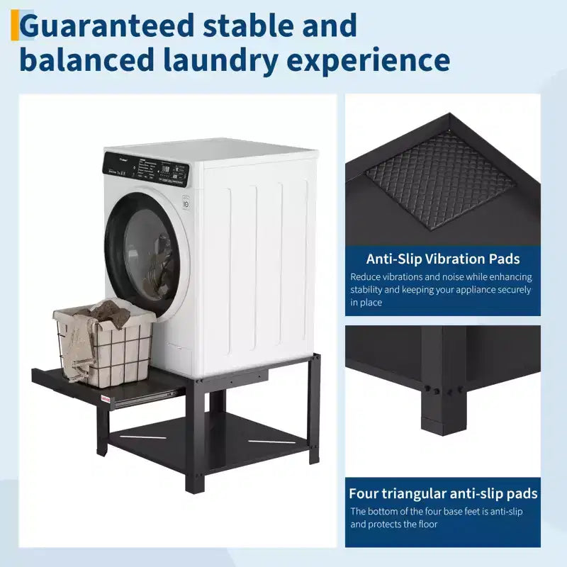 Pieds de lave-linge et sèche-linge avec étagère à panier, pied de buanderie de 50 cm de haut avec patins anti-vibrations réglables