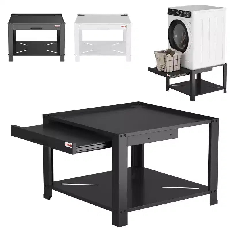 Washer and Dryer Pedestals with Basket Shelf, 20 Hight Laundry Pedestal with Adjustable Anti-Vibration Pads