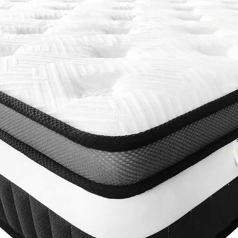 Matelas King hybride 14 pouces, matelas en mousse à mémoire de forme rafraîchissant en boîte avec ressorts ensachés individuellement, certifié CertiPUR-US, fermeté moyenne