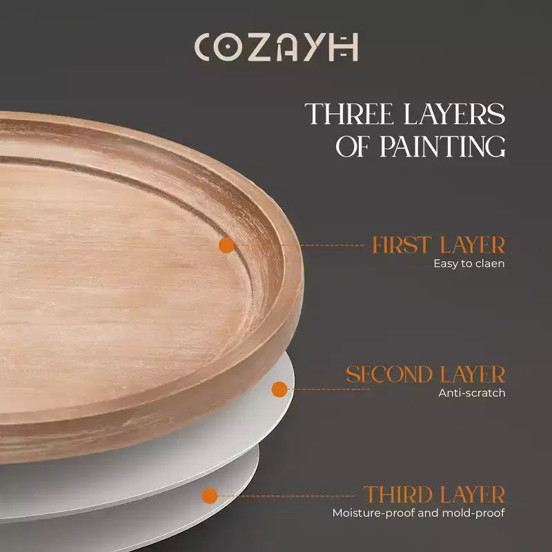 COZAYH Table de chevet d'appoint ronde en bois rustique avec plateau de service, blanche, lot de 2