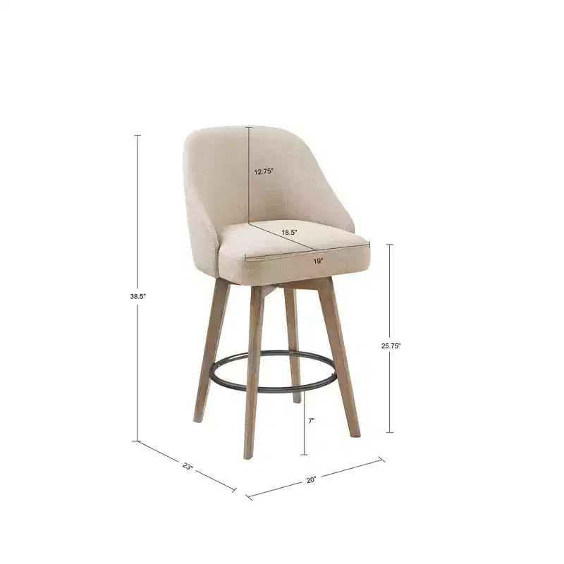 Tabourets de bar pivotants LLS, tabourets de comptoir de cuisine de hauteur moderne avec cadre en bois et rembourrage pour salle à manger