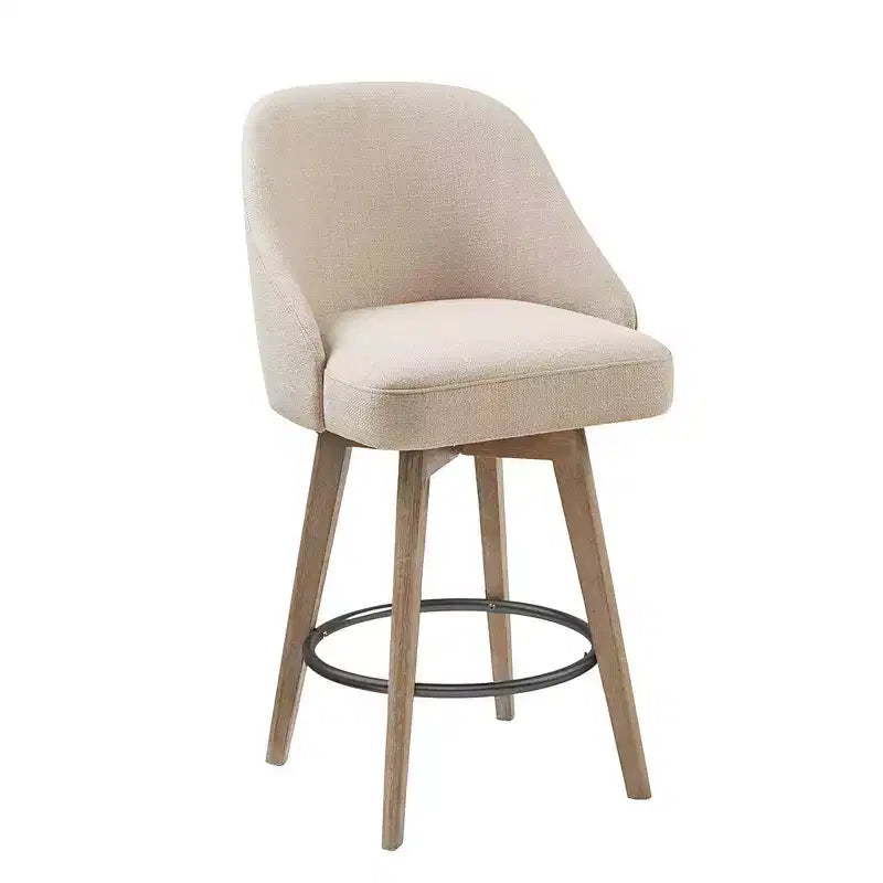 Tabourets de bar pivotants LLS, tabourets de comptoir de cuisine de hauteur moderne avec cadre en bois et rembourrage pour salle à manger