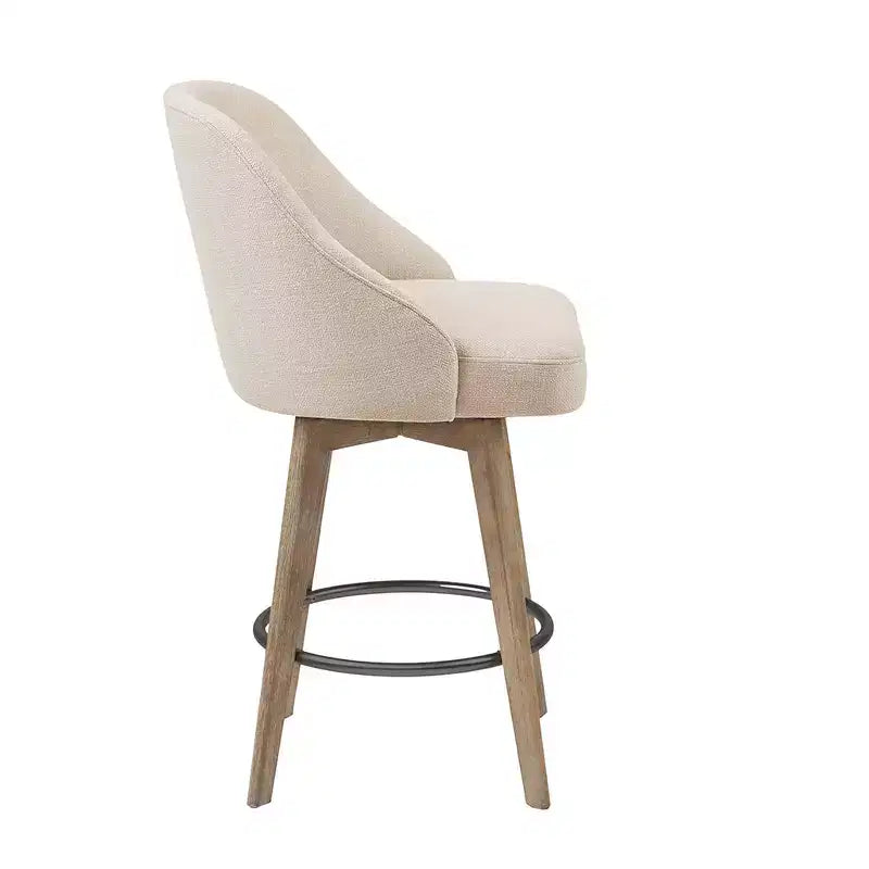 Tabourets de bar pivotants LLS, tabourets de comptoir de cuisine de hauteur moderne avec cadre en bois et rembourrage pour salle à manger