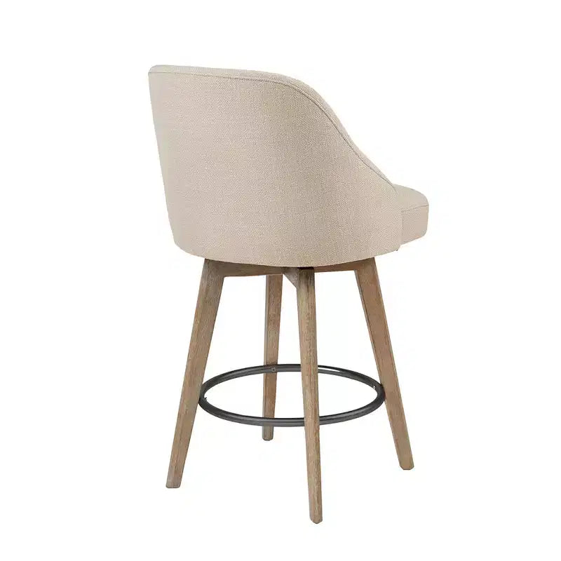 Tabourets de bar pivotants LLS, tabourets de comptoir de cuisine de hauteur moderne avec cadre en bois et rembourrage pour salle à manger