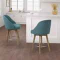 LLS Swivel Seat Bar Stools, Modern Uphols oden Frame Pub Counter Height Stools for Dining Room