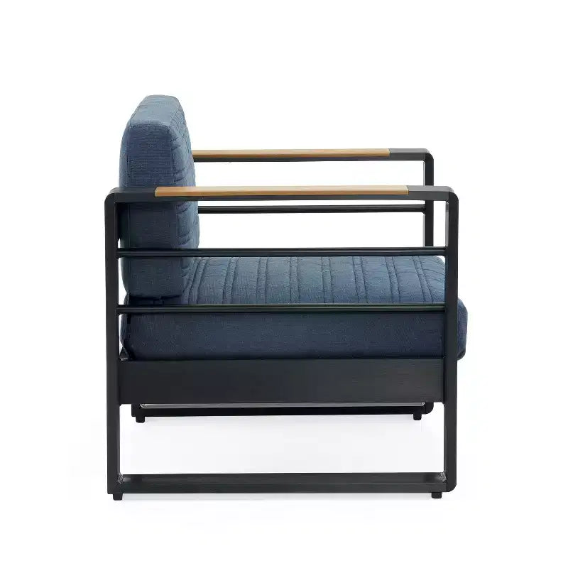 TUYOHW 15 Ensemble de 1 fauteuil d'appoint chic pour patio, fauteuil de canapé de conversation de luxe en aluminium pour l'extérieur, pour véranda, jardin et cour arrière, fauteuil club rembourré